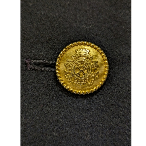 ✨Vintage Wool/Cashmere blend Collarless Coat~Black w/Gold Buttons~Size12 - Picture 4 of 8